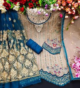 Tốt Nhất Người Bán Truyền Thống Dân tộc Ấn Độ Pakistan Lehenga & Dupatta Set Nặng Net Với Thêu Làm Việc Đầy Đủ Khâu Đảng Mặc - Product Image 4