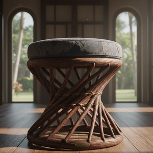 Taburete de Ratán Hecho a Mano, Cómodo y Duradero, Minimalista, Ecológico, para Exteriores - Product Image 2