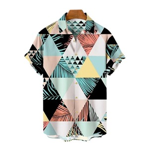 เสื้อเชิ้ตผ้าฝ้าย100% ผู้ชายพิมพ์ลายซับลิเมชันเสื้อเชิ้ตระบายอากาศเสื้อลำลองมีสไตล์แขนสั้นแบบใหม่สำหรับ3D - Product Image 6