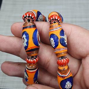 ลูกปัดแก้วสีส้มและสีฟ้าทำด้วยมือดีไซน์วินเทจที่ไม่ซ้ำใครสำหรับการทำเครื่องประดับลูกปัดคริสตัลแลมป์เวิร์คขายส่งจำนวนมาก - Product Image 4