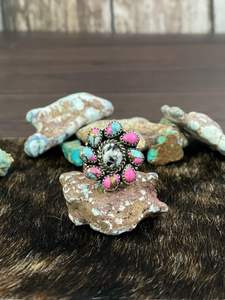 Bague ajustable en argent sterling faite à la main avec barbe à papa et buffle blanc - Product Image 3