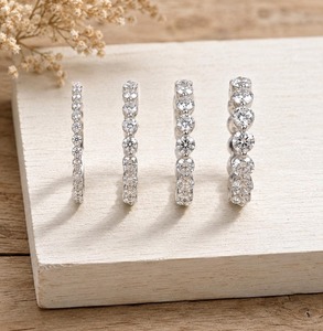 Magnifique alliance vintage en diamant de laboratoire 0,44 ct E-F VS en or massif 14 carats, sertie de griffes, cadeau de mariage ou d'anniversaire, certifiée IGI - Product Image 4