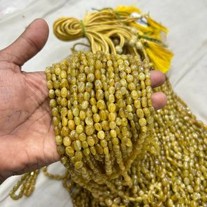 ลูกปัดแซฟไฟร์สีเหลืองทรงรีลูกปัดรูปไข่ไพลินสีเหลืองทรงรีเรียบ - Product Image 3