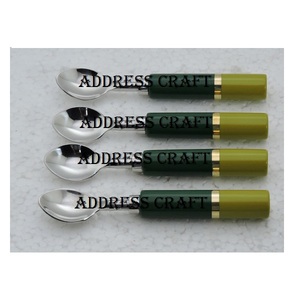 Ensembles de cuillères à dîner à manche en résine marbrée en acier inoxydable, meilleures ventes, ustensiles de cuisine pour la maison pour les mariages et le service des aliments - Product Image 3