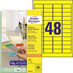 Paquete de 960 Etiquetas Universales Removibles Amarillas Avery Zweckform de 45.7 x 21.2 mm para Accesorios de Archivadores - Product Image 1
