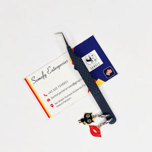 Pince à épiler professionnelle à 90 degrés avec breloques en acier inoxydable pointe de fibre pince à épiler solide Extension de cils beauté durable - Product Image 2