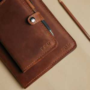 Funda y Organizador para Cuaderno de Negocios A5, Hecho a Mano, de Cuero Genuino, Resistente a Olores, Protección Reforzada, Recargable, LNBC-0036 - Product Image 4