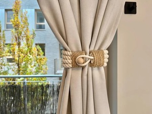 Cortina tieback Cortina holdback Hecho a mano Algodón y yute Cortina Tieback Decoración rústica para el hogar - Product Image 3