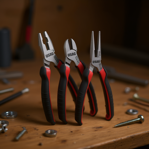 Assortiment de pinces Usag en 3 pièces avec pinces universelles, pinces à bec semi-ronde extra longues et pinces coupantes - Product Image 3