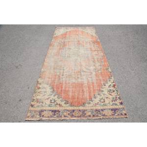 Alfombra de lana Vintage naranja y Beige de 4,3x9,6 pies, alfombra de felpa de estilo Patchwork, patrón de pasillo rectangular, respaldo de látex de 10mm de espesor - Product Image 1