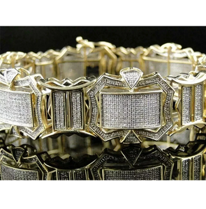 Pulsera de tenis para hombre con diamantes de corte redondo de 12 quilates, pulsera clásica estilo Hip Hop chapada en oro amarillo de 14 quilates - Product Image 4