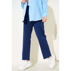 Pantalones de gabardina con piernas anchas borla Azul Marino - Product Image 2