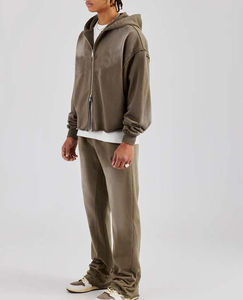 Chándal de Algodón Ligero de 100 g/m², Diseño Personalizado al por Mayor, con Capucha y Cremallera, Pantalones Deportivos, Ropa de Calle de Invierno - Product Image 4