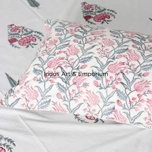 Sanganeri indio hecho a mano bloque de mano sábanas impresas juegos de cama sábana con funda de almohada - Product Image 1