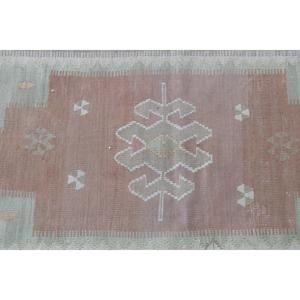 1.9x3.5 ft Vintage Turkish Rug, Small Rug, <b>Brown</b> Green Floral <b>Wool</b> Rug - Product Image 5
