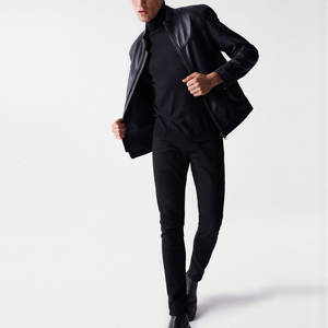 Veste en cuir véritable décontractée de haute qualité avec logo personnalisé pour hommes Meilleures vestes d'hiver en cuir Slim Fit pour hommes à vendre - Product Image 5