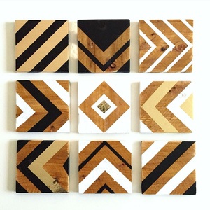 ชุดถาดรองแก้ว4ชิ้นลายไม้ธรรมชาติที่เป็นเอกลักษณ์แก้วกาแฟน้ำแก้วเครื่องดื่มขนาดมาตรฐาน - Product Image 3