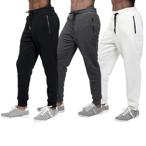 3 PC Mix Color <b>Men's</b> <b>Slim</b> <b>Fit</b> Adjustable Waist Logo <b>Jogger</b> Pants with Zipper Pockets Fleece Athletic Gym Running Casual Wear - Product Image 1
