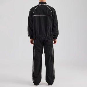 Custom Made Polyester/Cotton High Street Tracksuit Set Winter Wholesale Puffer Jacket <b>Pants</b> Front Screen Printed Logo Piping - Product Image 5