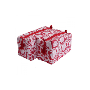 Bolsa de cosméticos acolchada de algodón con estampado de bloque de mano indio con logotipo personalizado de tendencia más nueva, conjunto de 2 cierres de cremallera para almacenamiento de maquillaje - Product Image 1