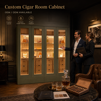 Humidor Walk-In pour Salon à Cigares, Humidor Intégré, Étagères de Présentation de Cigares en Escalier, Chêne, Hôtels de Luxe, Service de Projet Clé en Main