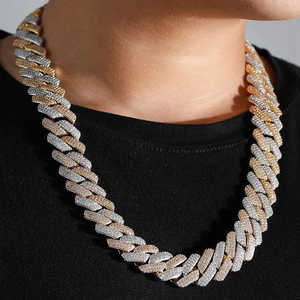 Collier avec pendentif en argent sterling 925, 20 mm, double ton, moissanite, style vintage, plaqué or, cadeau populaire pour lui - Product Image 3