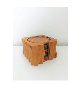 Dessous de verre en bois au design antique en laiton avec support de dessous de verre en bois de forme carrée et ronde - Product Image 3