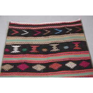 Vintage Turkish Rug, <b>Runner</b> 3x10,2 ft (91x311 cm) Rug, <b>Black</b> Southwestern Wool Rug - Product Image 5