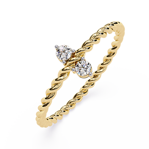 Bague de mariage éternelle simple en diamant naturel, avec deux diamants et un anneau torsadé, bague de fiançailles halo en diamant - Product Image 2