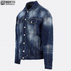 2025 élégant hiver lavé vêtements d'extérieur Denim jean veste 100% coton régulier ajusté manches longues hommes avant personnalisable respirant - Product Image 5