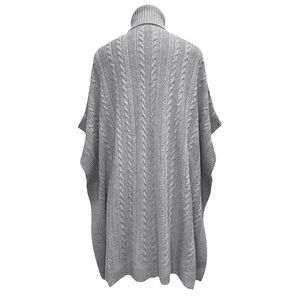 <b>Women's</b> Casual Winter <b>Ponchos</b> Capes Custom Regular Turn-down Collar Thick Viscose Nylon Wool Alpaca Cable Rib Knit Pockets Quick - Product Image 2