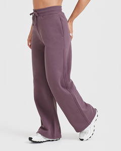 Joggers de pierna recta para mujer morado Vintage de calidad superior Terry Fleece pantalones de chándal de tacto suave para técnicas de lavado de invierno - Product Image 6