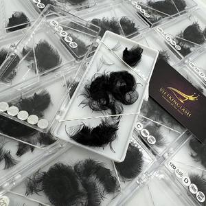 Extensions de cils synthétiques de haute qualité pré-fabriquées à la main 10D/14D/16D/20D Naturelles Longues Noires Mat Base Fine Commande en gros - Product Image 1