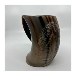 Mug en corne sculptée Viking Wolf, grand mug à boire pour le vin, la bière, le miel, artisanat naturel fait à la main, cadeau d'affaires durable - Product Image 2