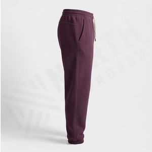 Heavyweight <b>Cuffed</b> <b>Jogger</b> 100 Percent Cotton Fleece Relaxed Fit Streetwear Pants Screen Print Zip Pocket Customized Color - Product Image 3