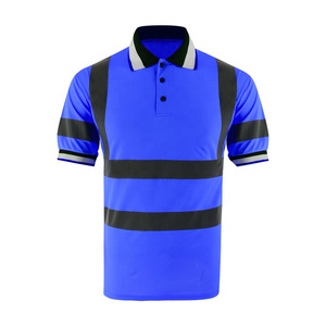 Camisas de polo Uniforme de ropa de seguridad Venta al por mayor Hombres Hi Viz Bandas reflectantes Patchwork Cuello de contraste de alta visibilidad Camisetas de hombres - Product Image 4