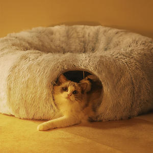 Nido y túnel multifuncional 2 en 1 para gatos, cama cálida de felpa para mascotas, casa plegable para gatos y perros - Product Image 3
