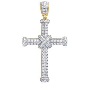 Nouveau Arrivé Iced Out Moissanite Diamant Rond En Argent Sterling Hip Hop Bijoux Cadeau Croix Pendentif - Product Image 1