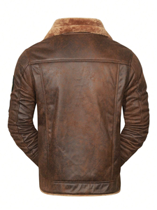 Chaqueta de piel de imitación de cerdo para hombre, cremallera diagonal, solapa grande, talla europea, chaquetas de cuero de moda coreana para hombre - Product Image 3