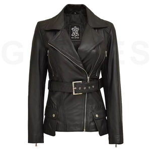 Gants City Wholesale pour femmes, en cuir véritable, coupe ajustée, veste en cuir de moto, course automobile, coupe-vent, séchage rapide - Product Image 2