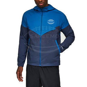 Chaqueta Cortavientos Premium para Hombre, Diseño Tejido para Invierno, Cuello Alto, Logotipo Frontal, Ligera, Resistente al Viento, con Capucha, para Correr y Entrenar al Aire Libre - Product Image 1