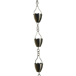 Cadena de Lluvia de Metal con Acabado Plateado Antiguo, Adorno de Jardín para Exteriores, Cadena de Lluvia Colgante para Césped y Jardín - Product Image 1