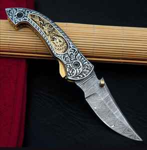 Couteaux pliants de poche personnalisables, gravés à la main, en acier Damas, couteaux pliants de poche personnalisables, couteaux en acier personnalisés - Product Image 2