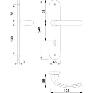 Juego de Manijas para Puerta de Aluminio Tky 1710/273P 72 mm DIN Izquierda/Derecha F2 OB de HOPPE - Product Image 4