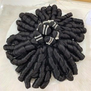 PRECIO DE FÁBRICA ONDULADO RIZADO NATURAL NEGRO 100% CUTÍCULA VIRGEN ALINEADA LISA SEDA DE EXTENSIONES DE CABELLO HUMANO DONANTE DE FÁBRICA - Product Image 1