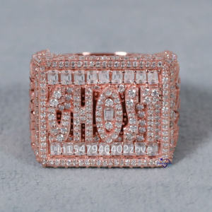 Baguette personalizado con letras y corte redondo, anillo de Hip Hop de Plata de Ley 925 con diamante cultivado en laboratorio, certificado IGI - Product Image 1