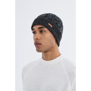 Gorro de Punto Suave para Hombre, Color Gris Oscuro, Acrílico, con Logotipo Simple, Flexible, Básico, Doble Capa, para Todas las Estaciones, Hecho en TR, Ideal para Deportes de Invierno - Product Image 6