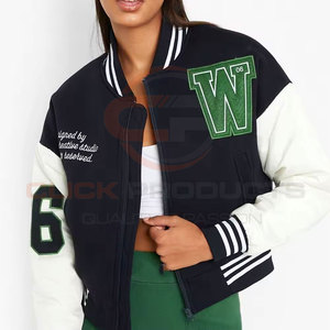 Vestes universitaires pour femmes avec logo en chenille personnalisé Vestes pour femmes en laine et en cuir Vestes pour femmes Vente en gros de vestes Letterman universitaires - Product Image 5