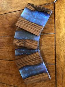 Quality Resin Coasters Set With Ocean Effect Decorative Square Round Epoxy Wood Resin Coaster by Craftsy Home En stock - Product Image 6
