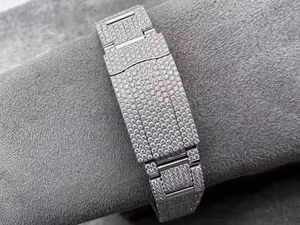 Reloj de Diamantes VVS Personalizado de Alta Calidad, Resistente al Agua, 42 mm, Completamente Engastado con Diamantes, Moissanita, Cristal Analógico, Correa de Cuero, Acero Inoxidable - Product Image 3